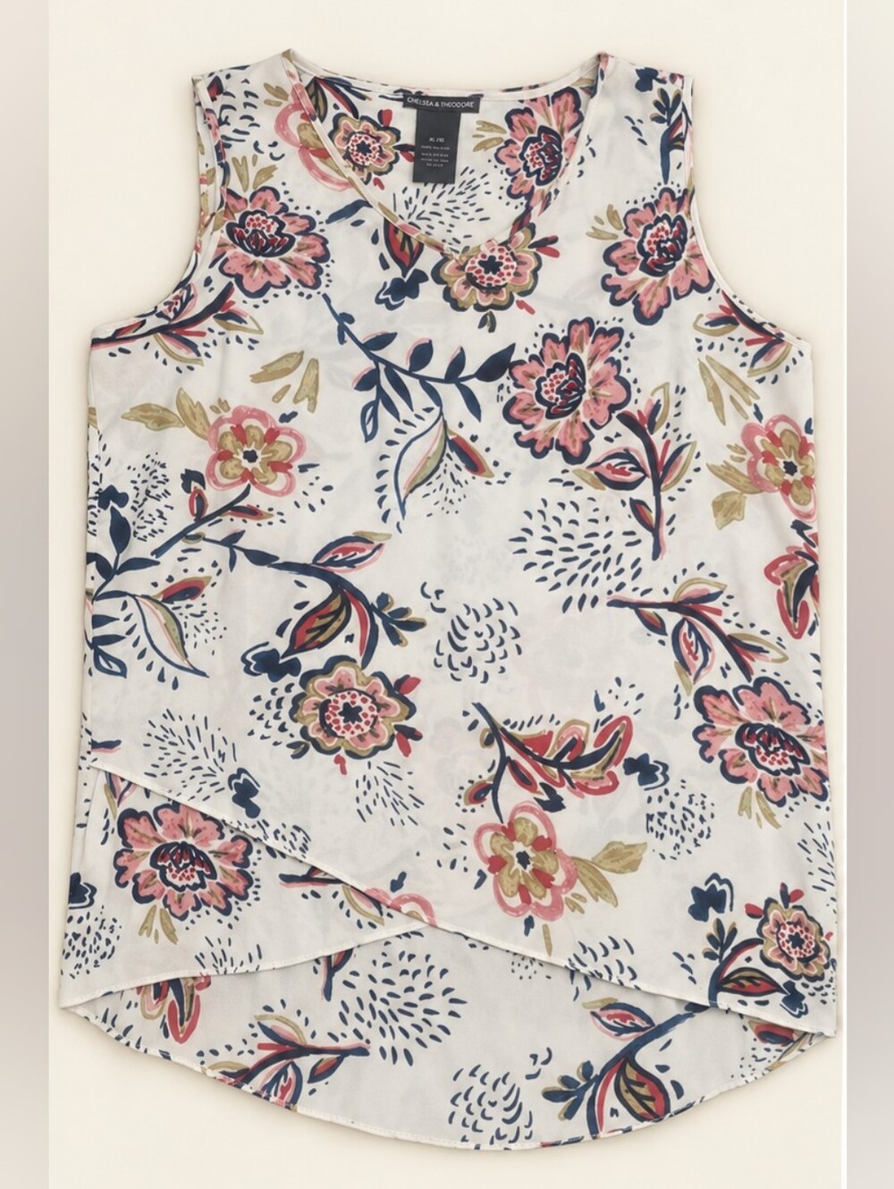Chelsea & Theodore Women’s XL Floral Sleeveless Layered Hem Blouse